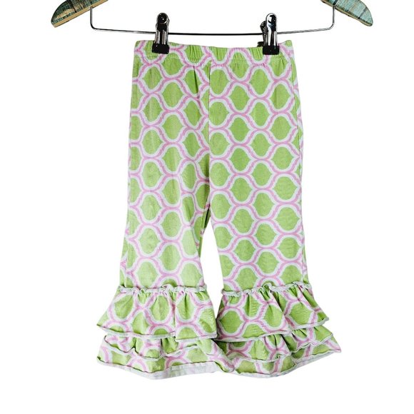 Southern Tots Girls Cropped Geometric Ruffled Bottom Pants, 2T - Picture 2 of 5